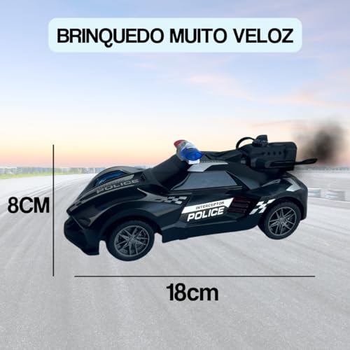 Carrinho Brinquedo Com Controle Remoto que Solta Fumaça e Luzes da Sirene (Branco)