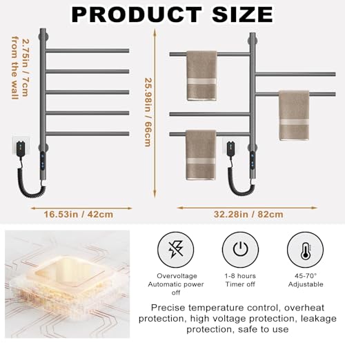 Sèche-serviettes 5 barres acier inox blanc au design minimaliste - 4