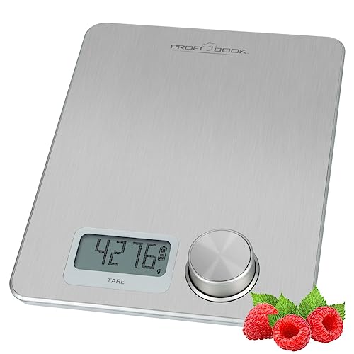 ProfiCook® PC-KW 1263 Balance de cuisine numérique sans piles, balance de cuisine numérique avec énergie cinétique, avec plage de mesure de 1 à 5 kg et...