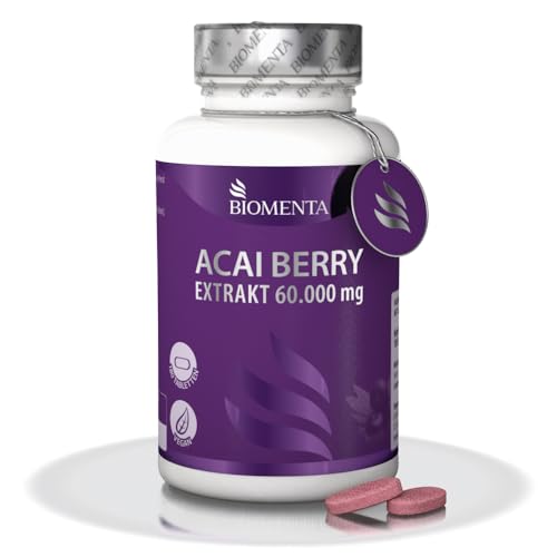 BIOMENTA Acai Beeren 60.000 mg - 180 Tabletten mit hochwertigen 30:1 Berry Extrakt – vegan - Premiumqualität
