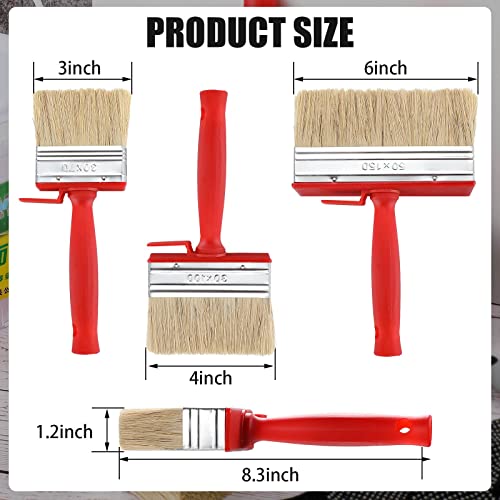 3 Pieces Deck Stain And Sealer Block Paint Brushes On Wood Heavy Duty Brush Paint Brushes For Walls Applicator For Painting Staining Decking Fence, 3 Inch, 4 Inch And 6 Inch, Set Of 3 (Red) #TOP1
