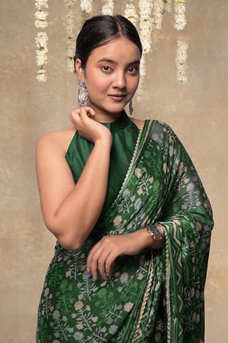 Image of MIRCHI FASHION Women Saree Floral Print Chiffon | Lightweight Festive Occasion Sari for Farewell and Functions with Unstitched Blouse Piece