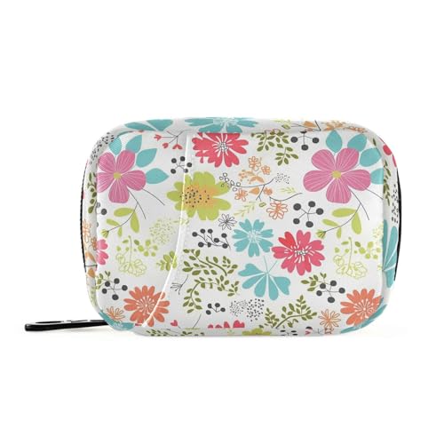 Bolsa de ayuda de flores coloridas de primavera con compartimentos desmontables, organizador acoplable para viajes