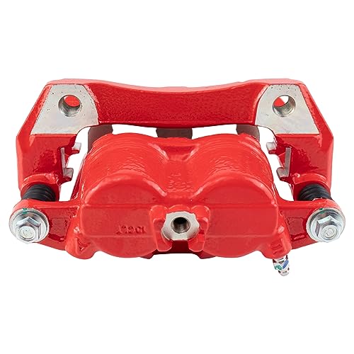 Image of TRQ Front Left Brake Caliper w /Bracket Performance Red Drivers Side | For 2007-2012 Acura RDX 2010-2011 Honda Accord Crosstour 2007-2016 CR-V 2005-2010 Odyssey