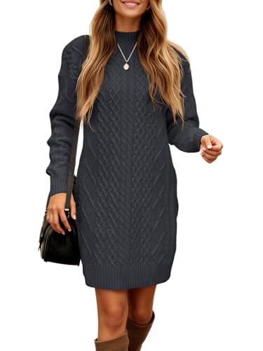 Saodimallsu Womens Cable Knit Mini Sweater Dress...