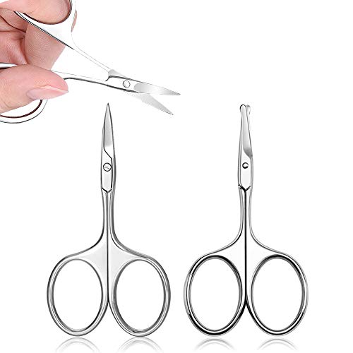 Curved Eye brow Scissors, STTARLUK Nose Hair Scissors Eyebrow Grooming Scissors Stainless Steel Trimming Scissors Eyelash Scissors ( Style 2)