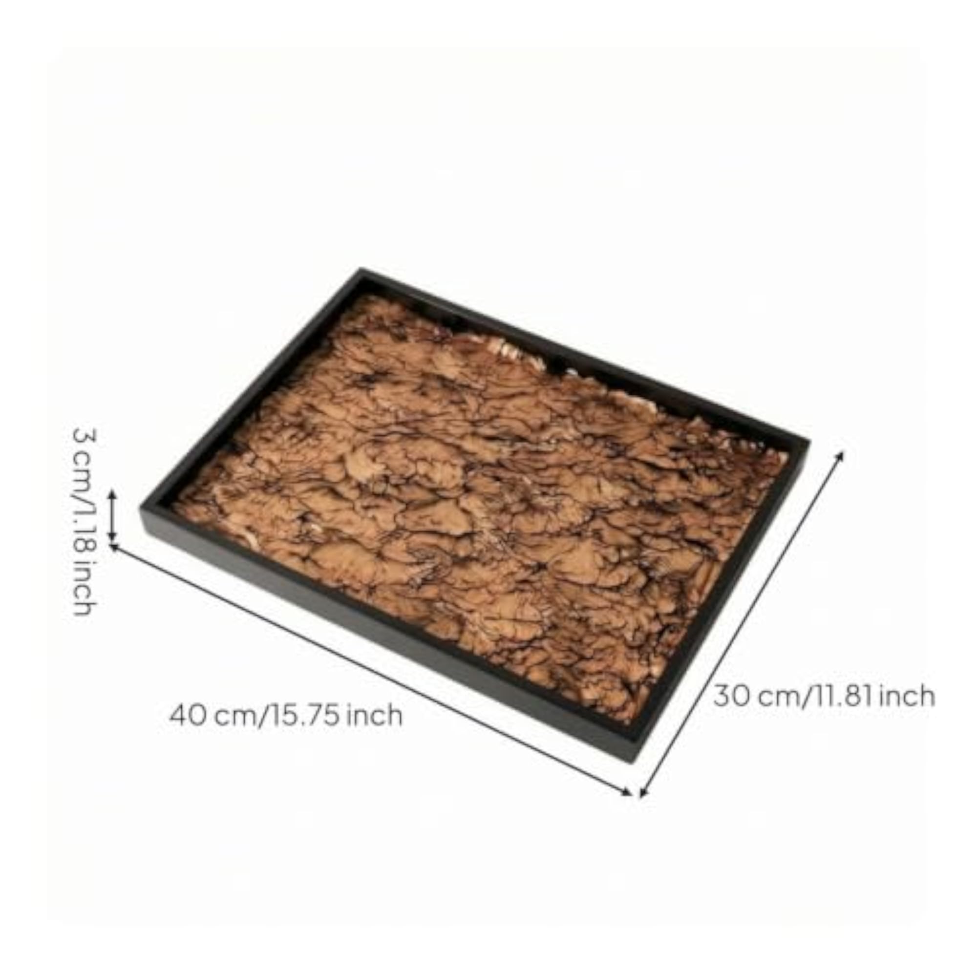 Black and Brown Rectangular Faux Hair Textured Display Tray