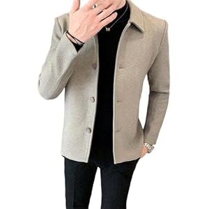 MQMYJSP Manteau en coton pour homme Automne et hiver Veste courte en laine Veste Coupe-vent Jeunesse Personnalité Vêtements pour hommes, beige, XS