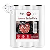 Fitge Vakuumierbeutel 28x600cm/3 Rollen für alle Vakuumiergeräte Vakuumrollen für Lebensmittel BPA-frei Vakuumbeutel stark & reißfest Vakuumierfolie Profi Folienrollen Sous Vide Gefrierbeu