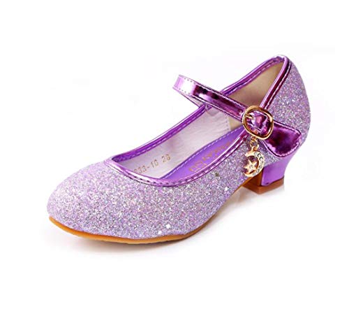 Girls Glitter Mary Jane Low Heel Princess Flower Wedding Party Dress Pump Shoes(Toddler/Little Kid)