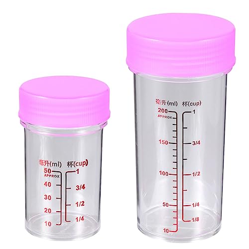 Nuobesty 21T736W15P4K169UL 2 Set Scales Measuring Cups Test Tubes Laboratory Liquid Measuring Cup Laboratory Tube Liquid Measure Cup Chemistry Test Tube Screw Cap Test Tubes Lab Tubes Beaker Red Pp Re-Usable cover