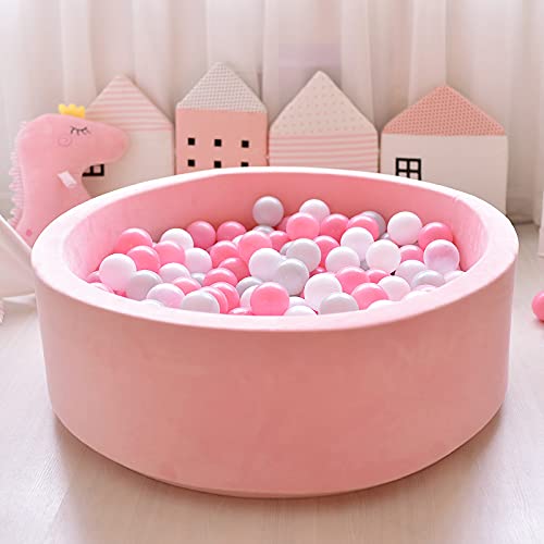 Airiir Foam Ball Pit- Pink Ball Pit for Kids 36x11 with 200 Colored 2.75 Plastic Balls. Ball Pit for Toddlers, Babies, Young Children Ages 1-4. Hours of Healthy Activity & Development. Easy to Clean