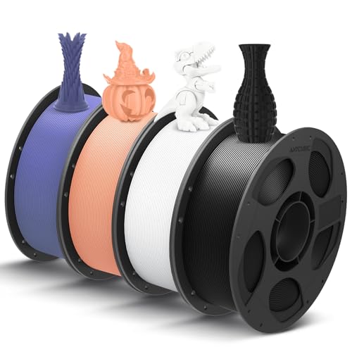 Image of ANYCUBIC PLA Filament 1.75mm Bundle, 3D Printing PLA Filament 1.75mm Dimensional Accuracy + /- 0.02mm, 1KG Reusable Spool (2.2 lbs), 4KG Black + White + Peach Pink + Interstellar Violet