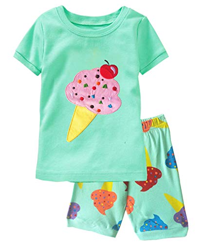 Popshion Baby Girl Pajamas Short Sleeve Toddler Girls Summer Short Sets Cotton Sleepwear Size 2 to 10 Years