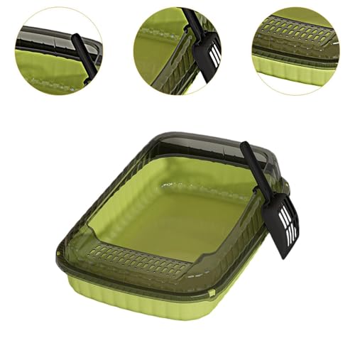Arenero abierto para gatos con lados altos, verde miniatura 6