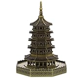 SEWACC Mini Tower Model Chinese Ancient Tower Architecture Model Alloy Feng Shui Statue for Home Office Decor