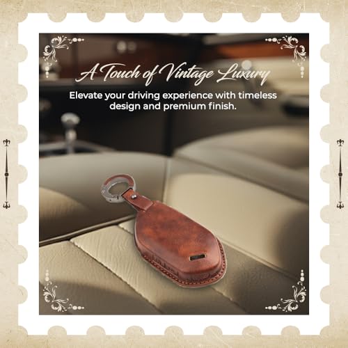 Image of keyzone dual leather key cover compatible for Kia Syros, EV6, EV9 smart key