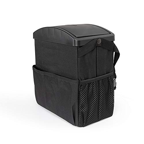 MARKSIGN Console and Headrest Car Trash Can with Swing-top Lid, 9.5'' x 5.5'