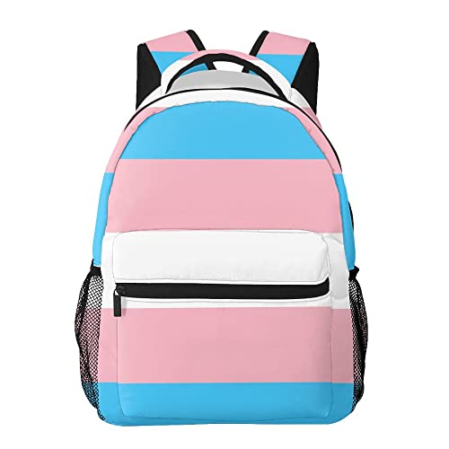 AOOEDM LGBT Pride Rucksack – Transgender-Flagge, großer College-Rucksack mit Netztaschen, Schulrucksack für Männer und Frauen