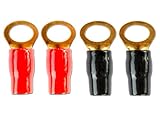 Lieferumfang: 4 Stück WATERMARK WM-7620 Gabelschuh Ringösen Stecker Kontakte für Kabel bis 20 mm² vergoldet 4 Stück