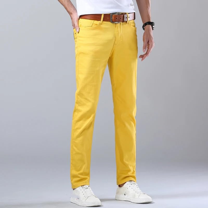 Autumn Men's Red Jeans Classic Style Straight Elasticity Cotton Denim Pants Male White Trousers4