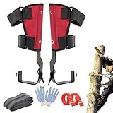 EVANEM Clavos para trepar árboles, Kit de Equipo para trepar árboles, 2 Engranajes Antideslizantes, con Correas para los Tobillos, Guantes, Correas para los pies para Escalada, Caza, tala A