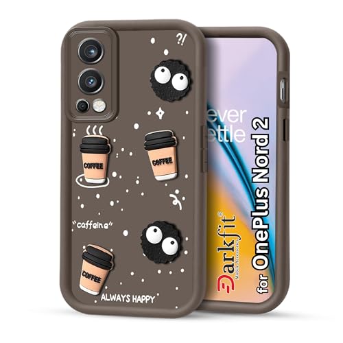 Image of Back Case Cover Compatible with OnePlus Nord 2 5G | Cute Fun Cartoon Ball 3D Coffee Silicone Case | Body Protection | Camera Protection | Shock Proof | Color Brown | Pack of 1