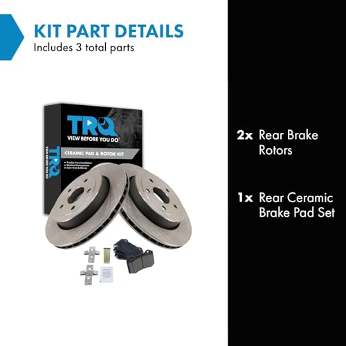 Image of TRQ Rear Brake Pad and Rotor Set Ceramic Compatible with 2006-2010 Jeep Grand Cherokee