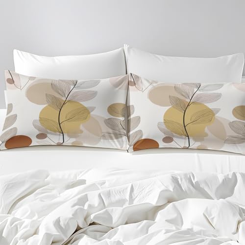 Parure de Lit 240x220 Feuille Abstraite de Qualité Supérieure en Microfibre Douce et Durable