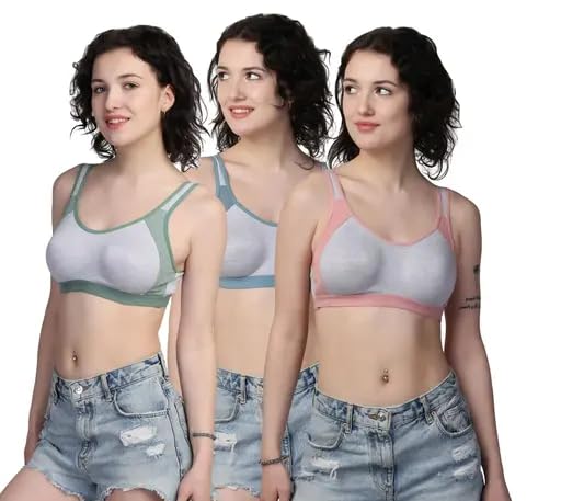 kinza soft Stylish and Casual Non-Padded Wire-Free Sports Bra for Women Pack of 3-picture-41