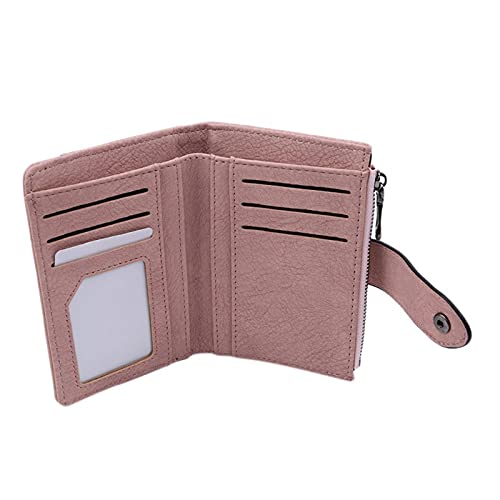 Image of LUCIY Wallets for Women Ladies Wallet Small Ladies Simple Retro Ladies Solid Short Female Wallet (Color : Hortel�)