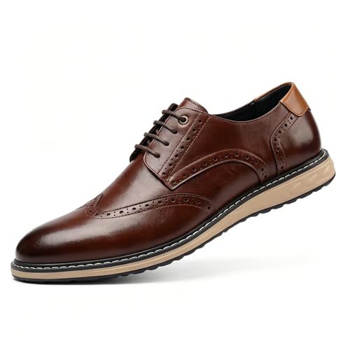 Image of Coramtty Men Casual Arch Support Oxford Shoes Formal Sneakers | Timeless brogue silhouette, stable cushion layer, versatile matching style, suitable for ceremonies and daily outings