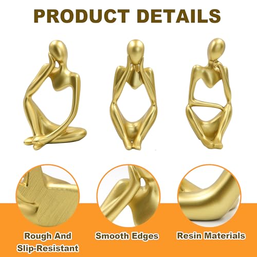 Estatuas decorativas modernas de resina dorada x3 miniatura 2