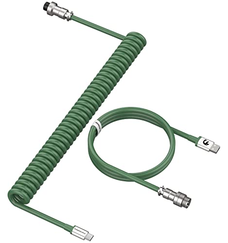 LexonElec Gaming Keyboard Cable, USB-Type C Dual Sleeve Stable Connection Mechanical Keyboard Cable, 2.0M (0.66 ft.) with Detachable Metal Flyer, Not Easy to Knot for PC Gamers(Green)