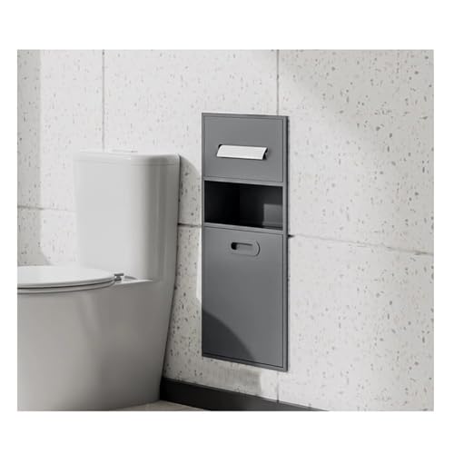 MHJKHG Stainless Steel Bathroom Niche Recessed Organizer with Garbage Can Water-Proof Shower Shelf Storage Caddy for Home Hotel