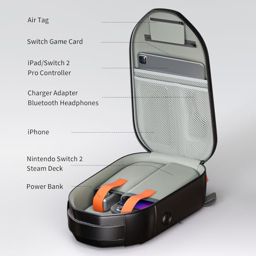 COOWPS Bolsa Bandolera para Nintendo Switch 2 (2025)/Switch OLED/Steam Deck, Bolso Cruzado con Gran Capacidad, Carcasa Dura de EVA, Forro Acolchado y Protección Completa, para Switch 2 accesorios - imagen 2