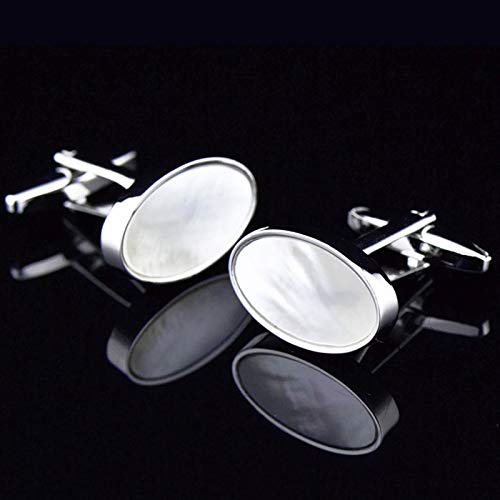 Mancuernillas ovaladas blancas para hombre KnBoB miniatura 3