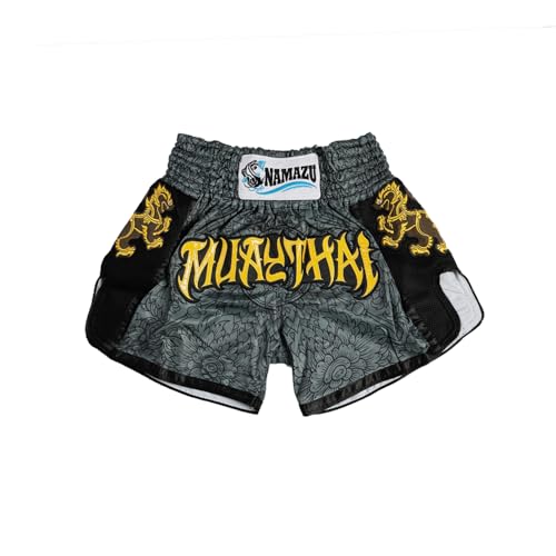 NAMAZU Muay Thai Shorts for Men and Women, High Grade MMA Gym Boxing Kickboxing Shorts Workout Training Grappling Martial Arts Fight Shorts Clothing. Khaki