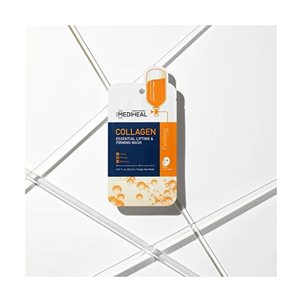 Mediheal Official [Korea's No 1 Sheet Mask] - 10 Pack Collagen Essential Lifting & Firming Mask/Collagen & Peptides & Beta Glucan Contained Anti-Wrinkle and Soothing Facial Mask Sheet