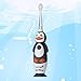 BrushBaby - WildOnes - Kids Rechargeable Electric Toothbrush, Ages 0-10 - Penguin Design with Flashing Lights - DeepClean Bristles for Superior Cleaning - 2 Replacement Brush Heads, 1 USB Cable