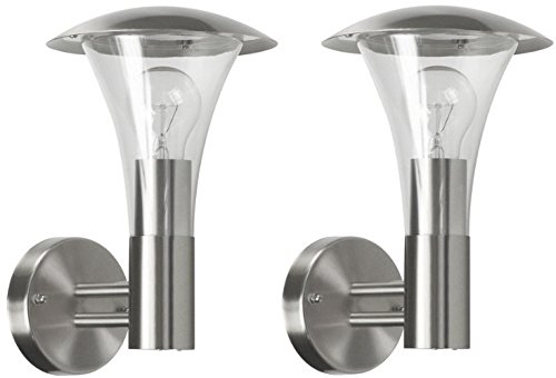 Long Life Lamp Company 2 X Outdoor Garden Stainless Steel Wall Light IP44 ZLC011