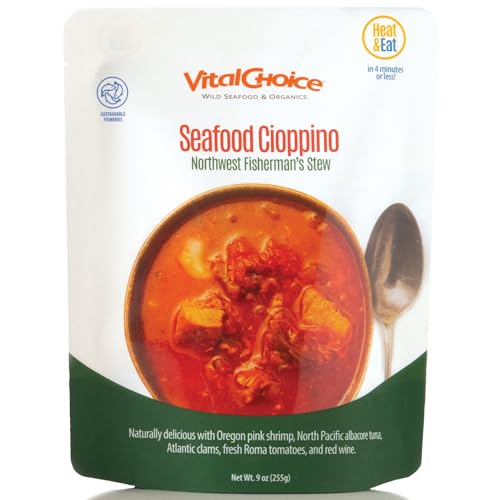 Vital Choice Savory Seafood Cioppino, Heat-And-Eat, 9-Oz Pouches (Pack of 3)