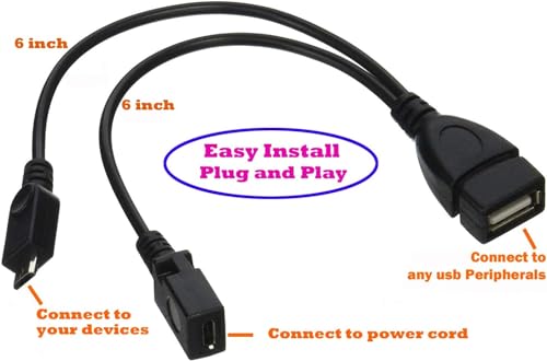 Image of 100FIT FireStick Cable 2 in 1 OTG Amazon fire Stick Cable Micro USB y Splitter USB 2.0 Micro USB Female USB OTG Male y Splitter OTG Host hub Adapter Converter for fire TV Stick (Not for Charging)