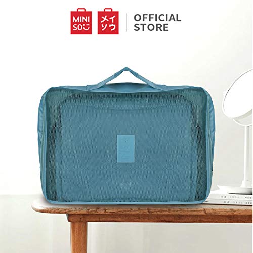 MINISO Foldable Travel Organiser Bag Zipper Toiletry Bag Set of 4,Underwear Bag Portable Storage Case Lightweight Fits Bra Socks Underpants for Women, Green