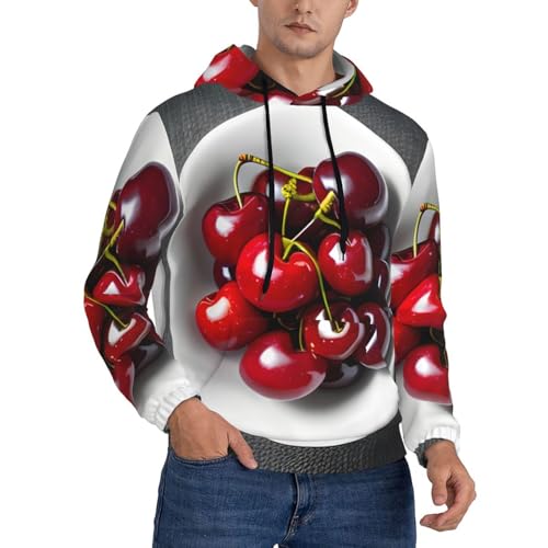 Sweat à capuche homme imprimé cerise fraîche superposition légère et douce