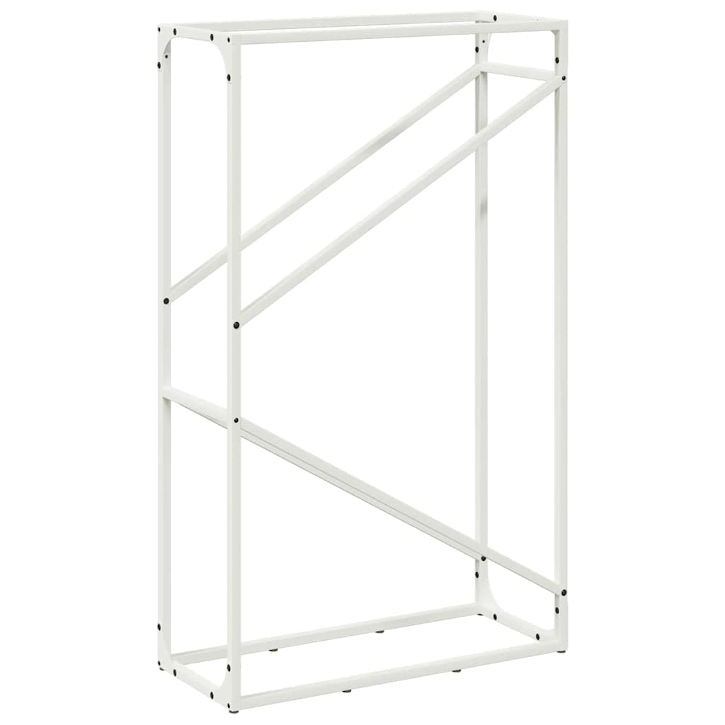 Estantería para leña blanca de acero laminado en frío, 60 x 25 x 100 cm, soporte para leña para interior, salón, terraza, almacenamiento de leña y troncos, resistente y ahorra espacio