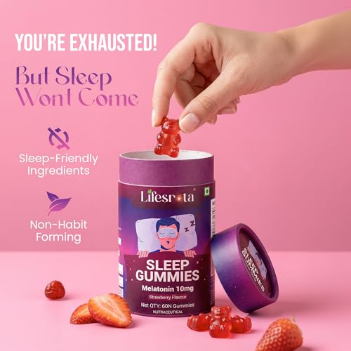Image of 10mg Melatonin Sleep Support Gummies for Deep Sleep, Relaxation & Calmness - 60 Sleep Gummies for Men and Women - Sugar Free & Non-Hobbit Forming - Strawberry Flavour (Pack of 2)