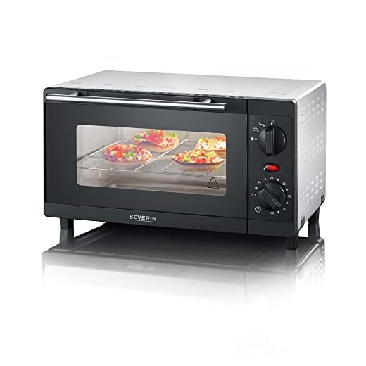 SEVERIN Mini horno tostador, horno compacto de sobremesa con grill, horno pequeño con bandeja y temporizador de 60 minutos, 800 W, 9 L, negro, TO 2052