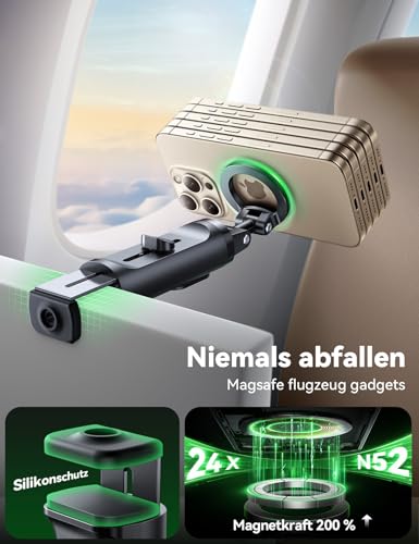 JOYROOM MagSafe Selfie Stick 4 in 1 Reise Gadgets 360° Drehbar Ausziehbares Handyhalterung Flugzeug mit Stativ & Fernbedienung Handy Ständer für iPhone 17 16 15 Samsung Android Smartphones 3