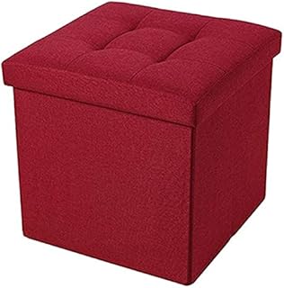 Lovely Home Pouf Cubo Contenitore Poggiapiedi Linen (Bordeaux)